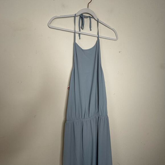 Show Me Your Mumu Heather Halter Dress Steel Blue NWT Size 2XL Chiffon Slit - Picture 4 of 10